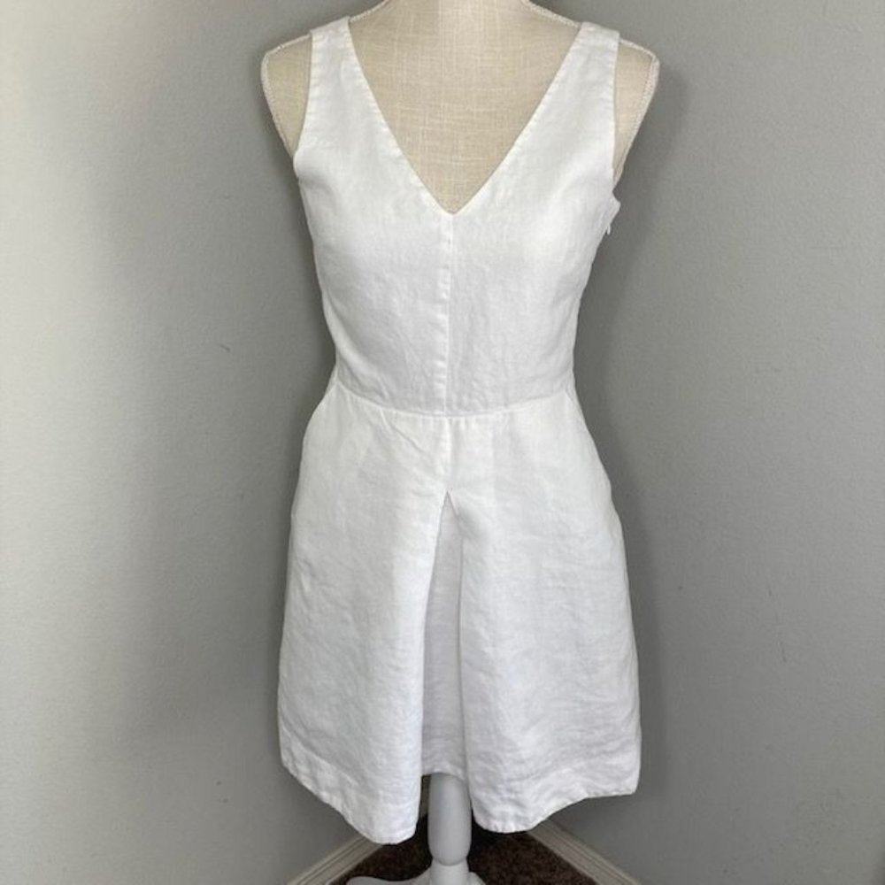 Gap 100% Linen White Knee-Length Dress with Pockets - Size 2
